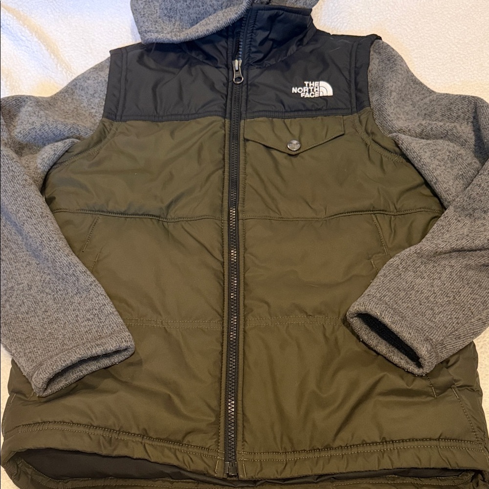 The North Face Olive Green & Black Hybrid Kids Jacket